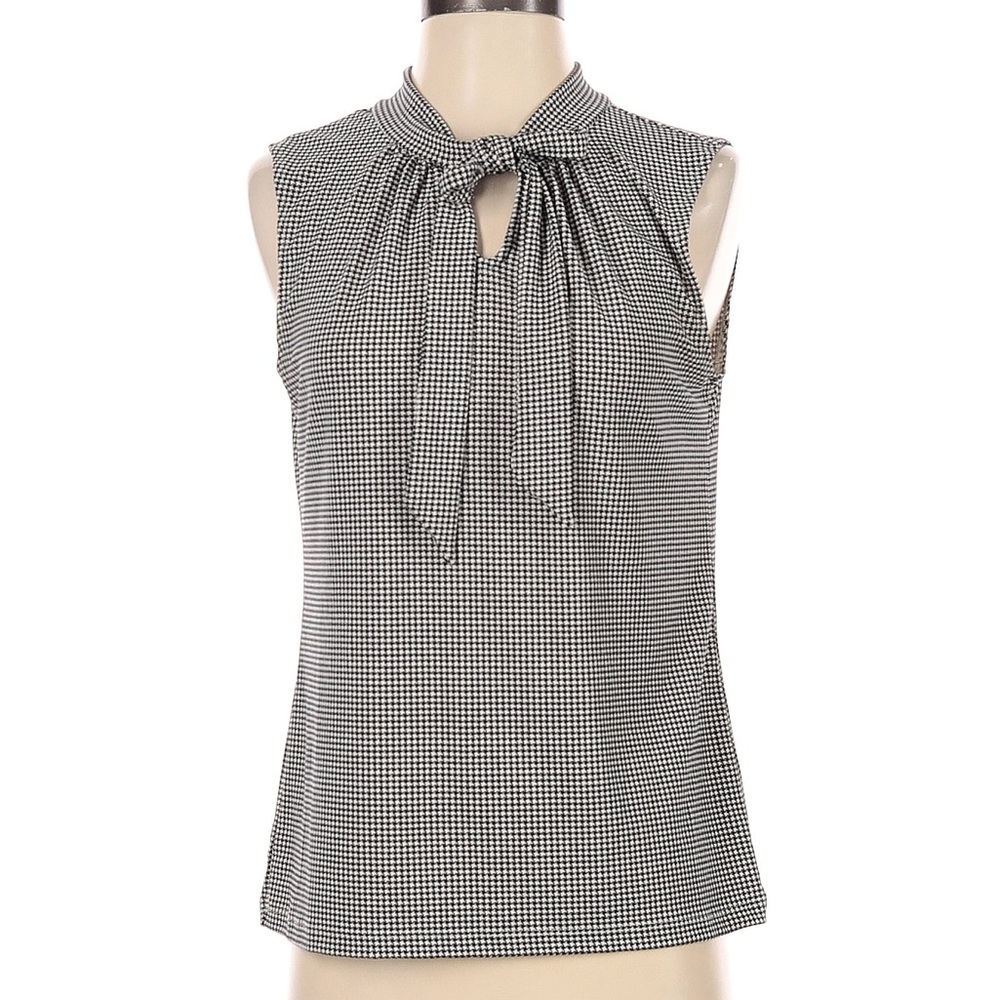 Talbots Tie Neck Tank in houndstooth - L